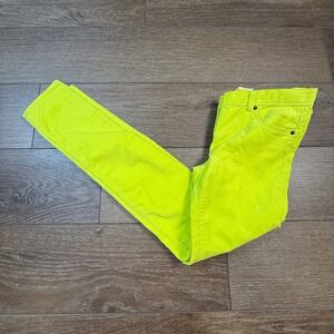 Crewcuts Girls Toothpick Neon Yellow Corduroy Pants NWT Size 14 Everyday